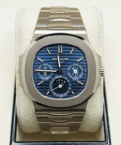 Alternative view of Patek Philippe Extra-Thin Nautilus Grand Complications Perpetual Calendar 40mm 5740/1G Blue Dial